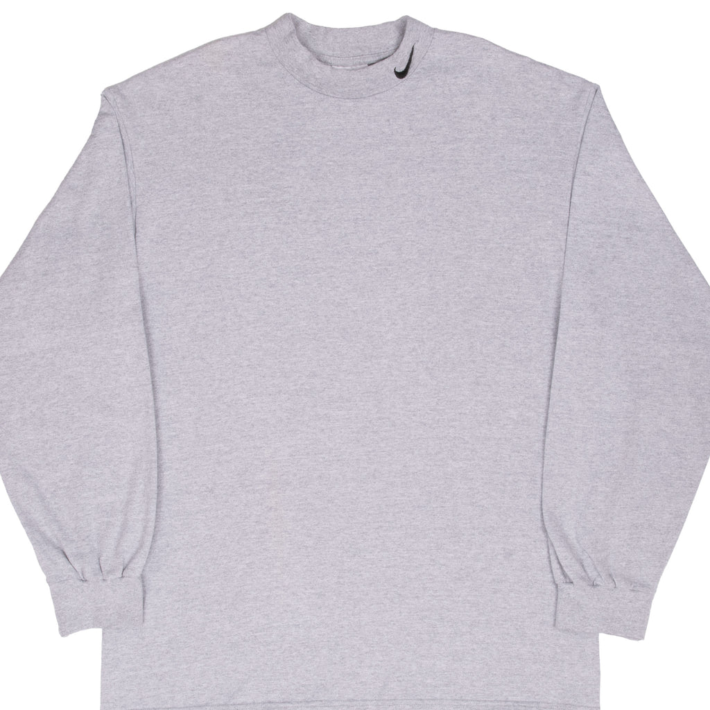 Vintage Nike Long Sleeve Turtle Neck Grey Tee Shirt 1990S Size Large