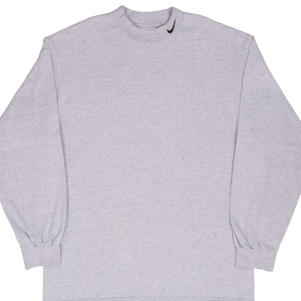 Vintage Nike Long Sleeve Turtle Neck Grey Tee Shirt 1990S Size Large