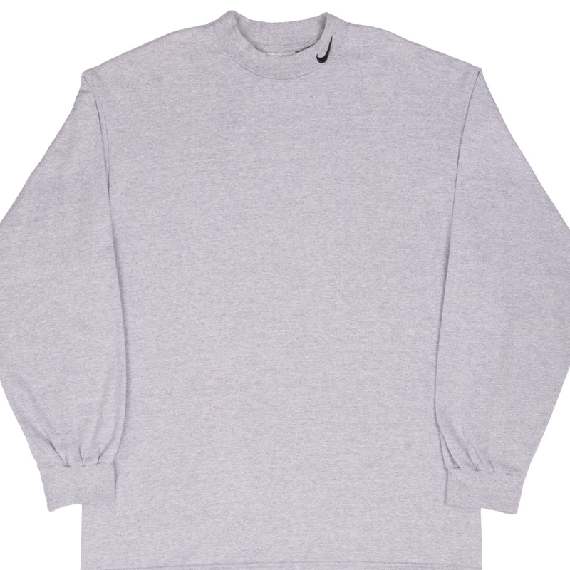 Vintage Nike Long Sleeve Turtle Neck Grey Tee Shirt 1990S Size Large