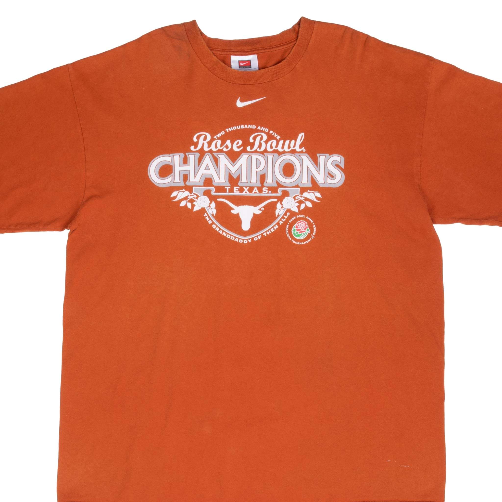 Vintage Nike Ncaa Texas Longhorns Rose Bowl Champions 2005 Tee Shirt Size XL
