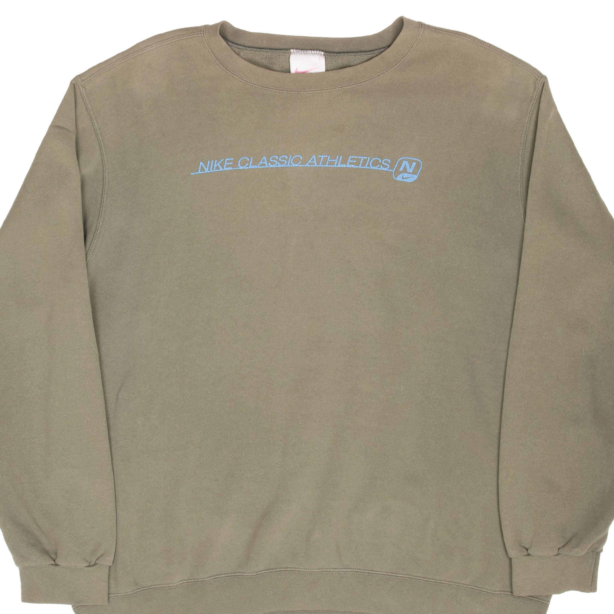 Vintage Nike Athletics Spellout Green Sweatshirt 1990S Size XL Made In Usa