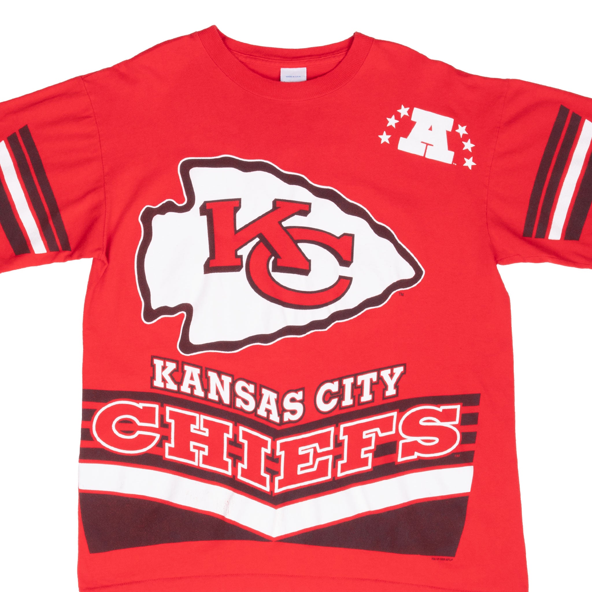 Vintage Nfl Kansas City Chiefs 1995 Tee Shirt Large Made In Usa With Single Stitch Sleeves