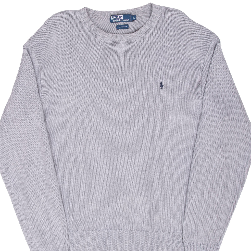 Vintage Polo Ralph Lauren Grey Knit Crewneck Sweater 1990S Size Large