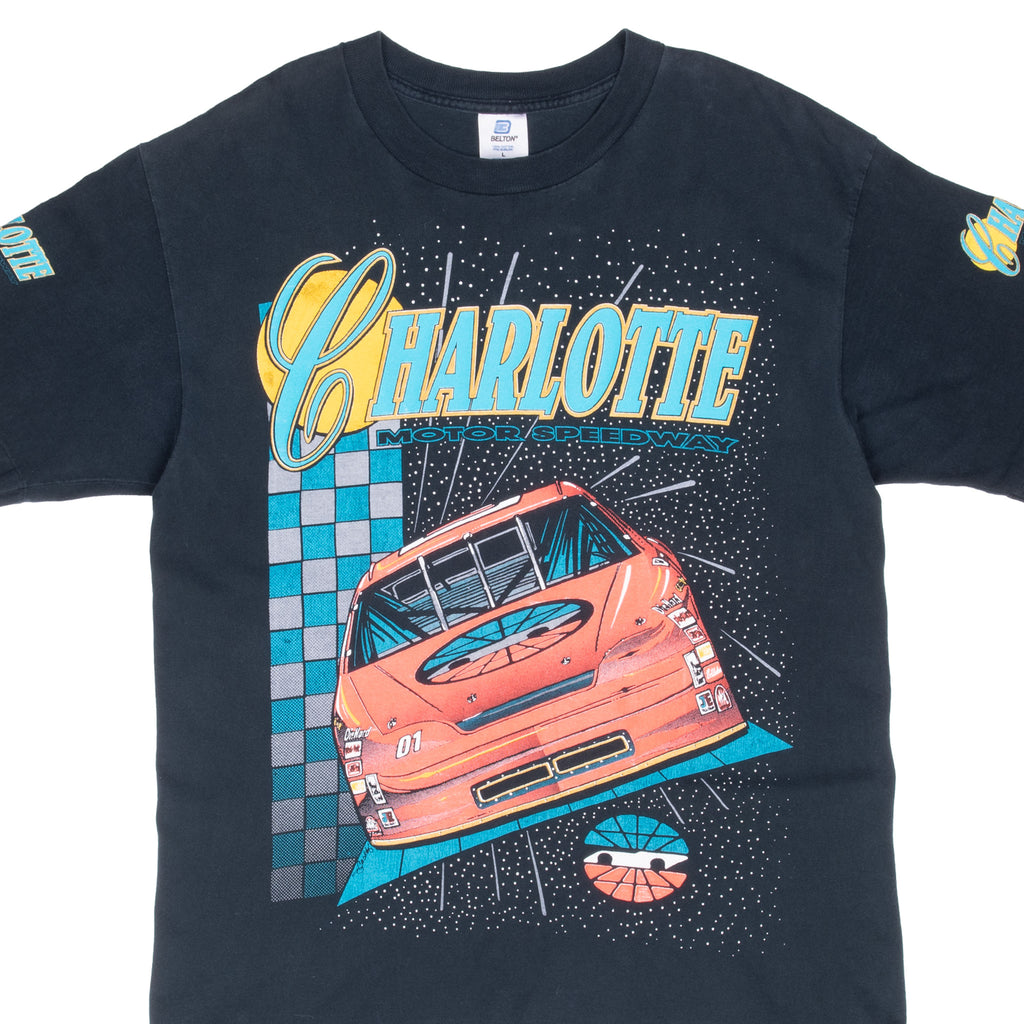 Vintage Nascar Charlotte Coca Cola Motor Speedway 1990S Tee Shirt Size Large Made In Usa With Single Stitch Sleeves