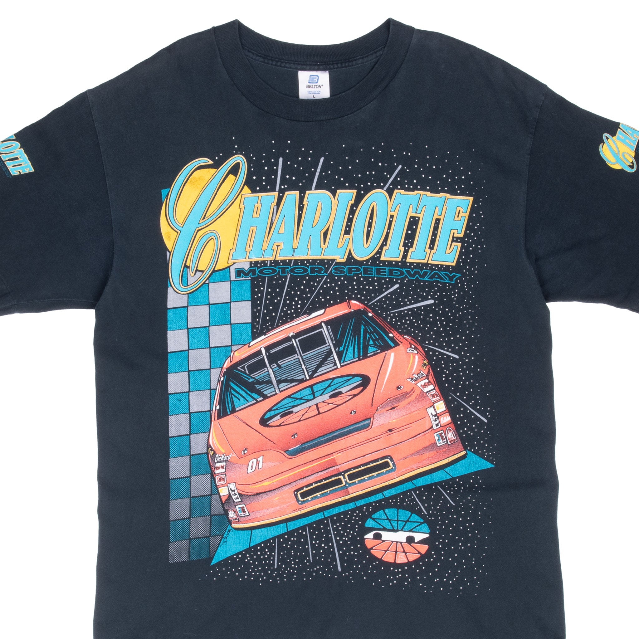 Vintage Nascar Charlotte Coca Cola Motor Speedway 1990S Tee Shirt Size Large Made In Usa With Single Stitch Sleeves