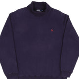 Vintage Polo Ralph Lauren Classic Navy Blue Turtle Neck Sweatshirt Size XL 1990S