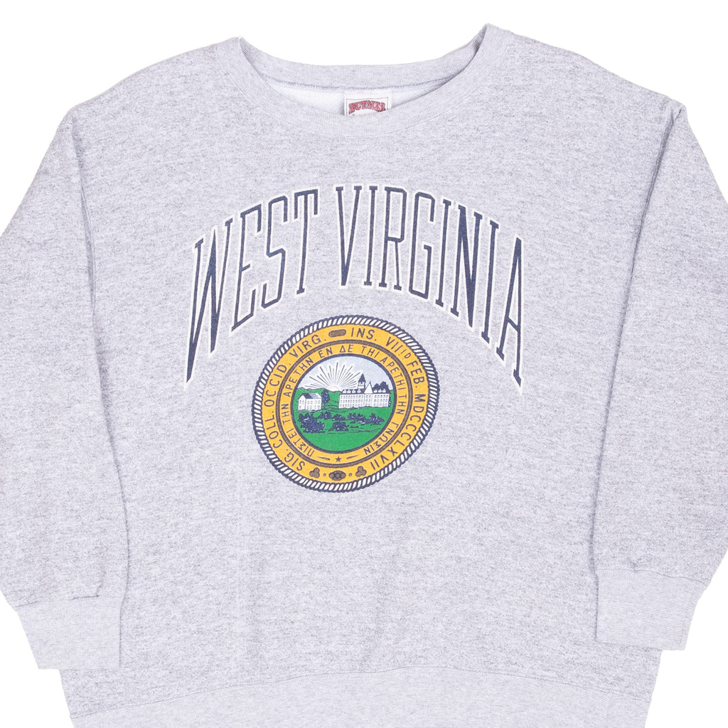 VINTAGE WEST VIRGINIA GREY SWEATSHIRT 1980S LARGE MADE IN USA