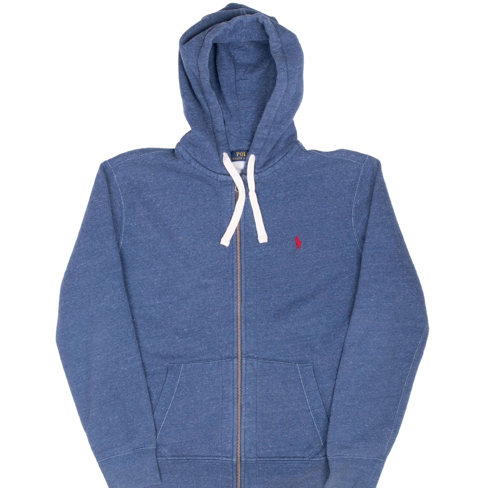 Vintage Ralph Lauren Full Zip Blue Hoodie Sweatshirt Size Large