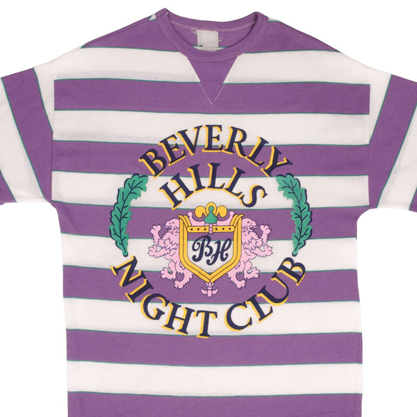 Vintage Beverly Hills Night Club Tee Shirt 1980S Size Large Made In USA With Single Stitch Sleeves