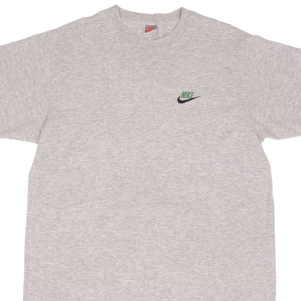 Vintage Nike Classic Swoosh Gray Tee Shirt Size 1990s Size Large With Single Stitch Sleeves