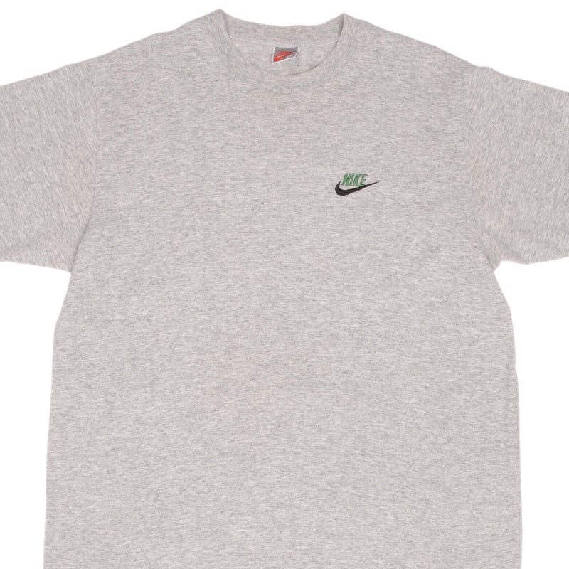 Vintage Nike Classic Swoosh Gray Tee Shirt Size 1990s Size Large With Single Stitch Sleeves