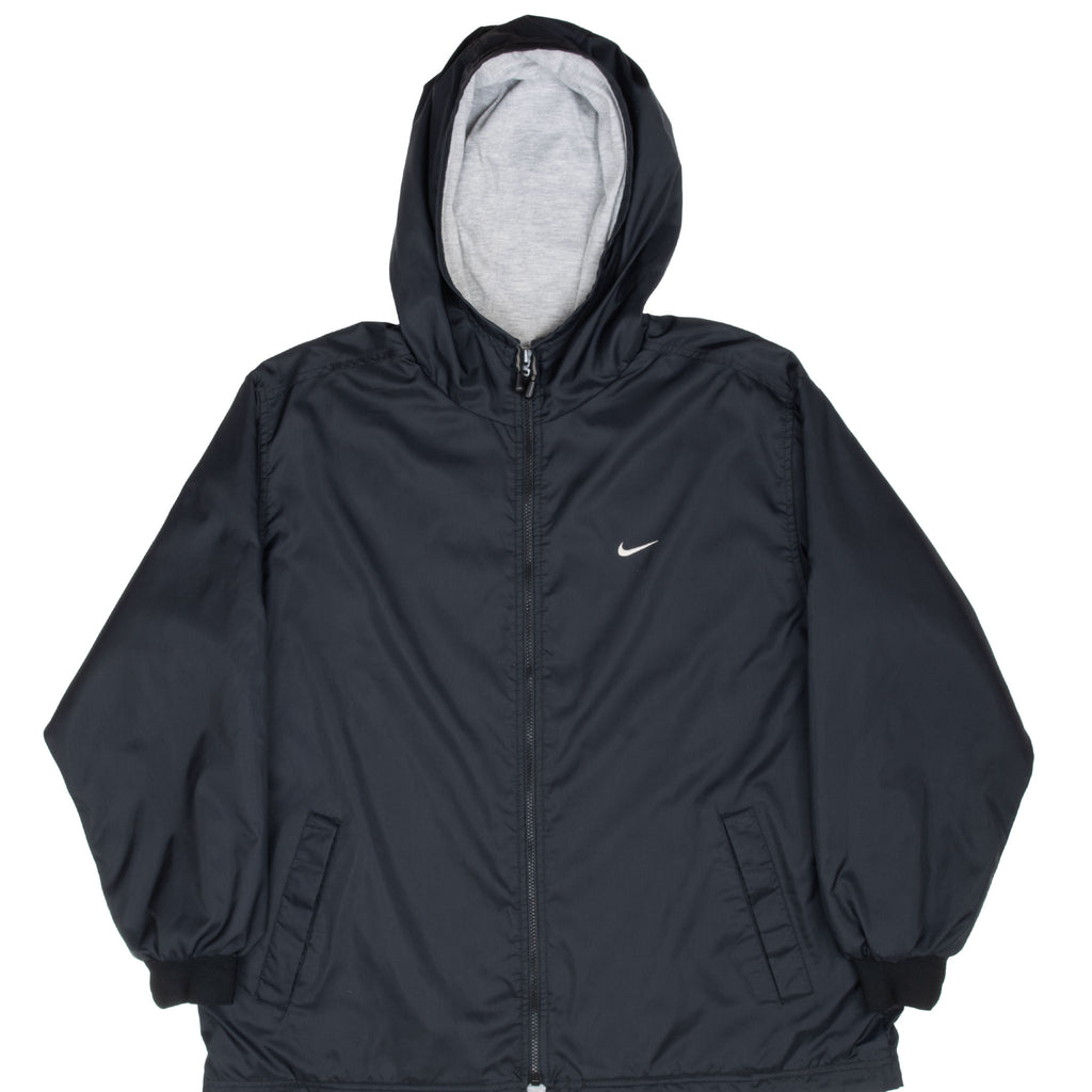 Vintage Nike Classic Swoosh Black Windbreaker Jacket 1990S Size XL (16-18) Youth