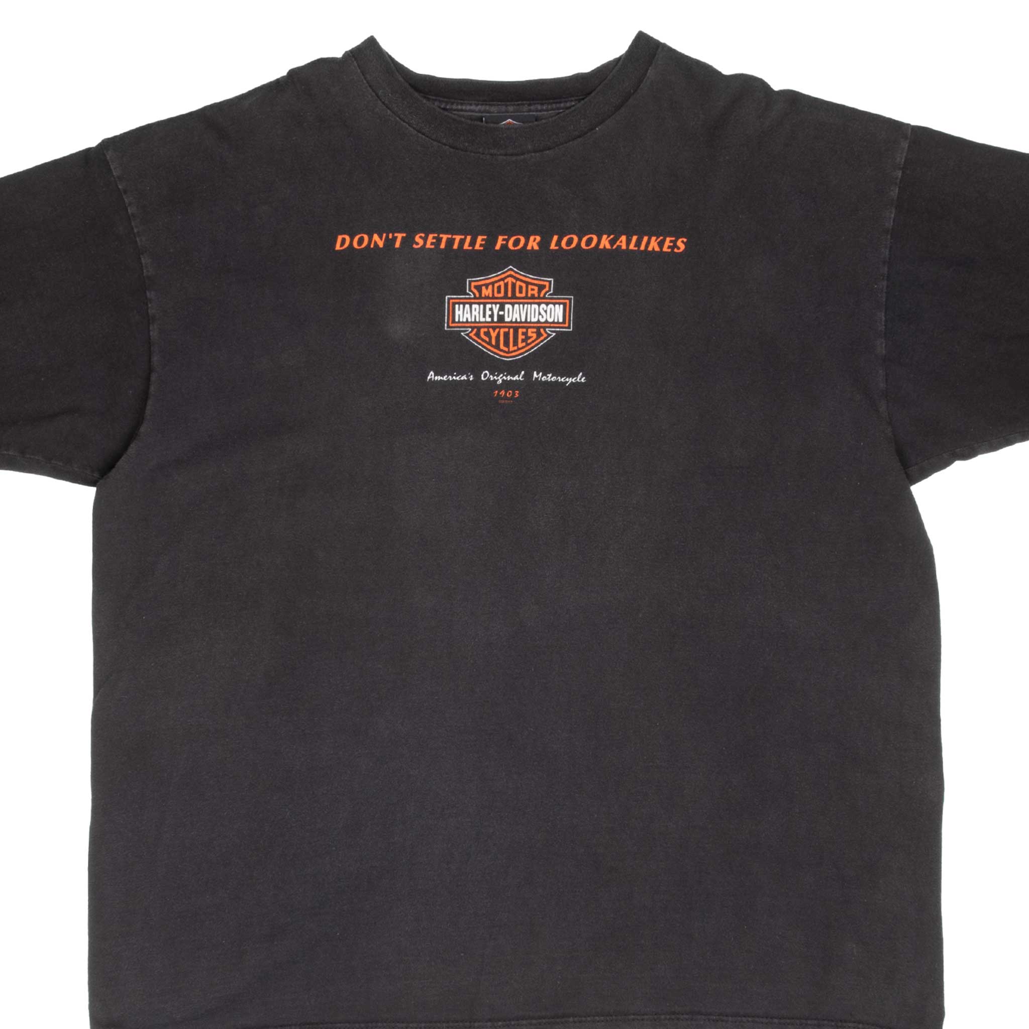 Vintage Harley Davidson Don't Settle For Lookalikes 2002 Tee Shirt Size 2XL Made In Usa