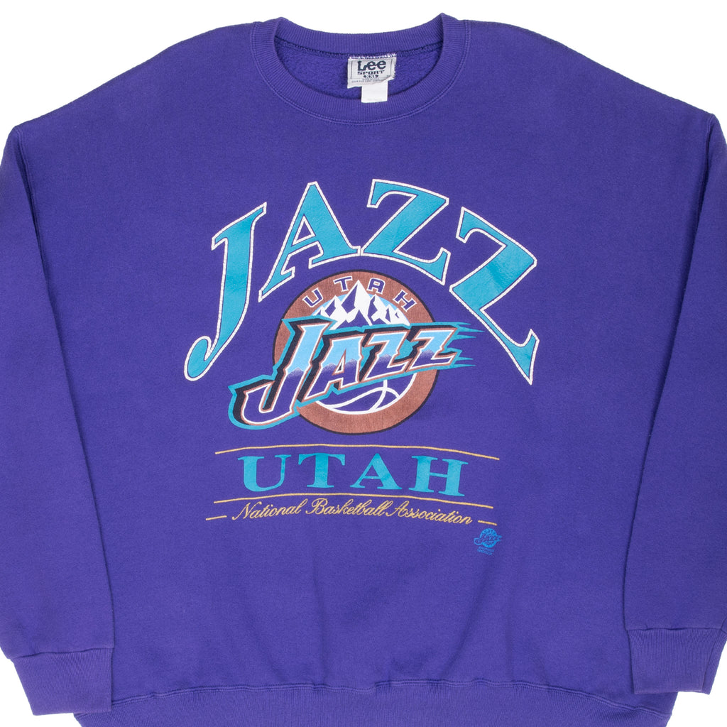 Vintage Nba Utah Jazz Purple Sweatshirt 1990S Size 2Xl Made In Usa