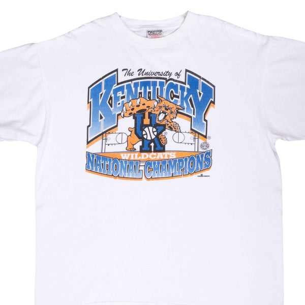 Vintage Ncaa Kentucky Wildcats Basketball 1990S Tee Shirt Size XL With Single Stitch Sleeves