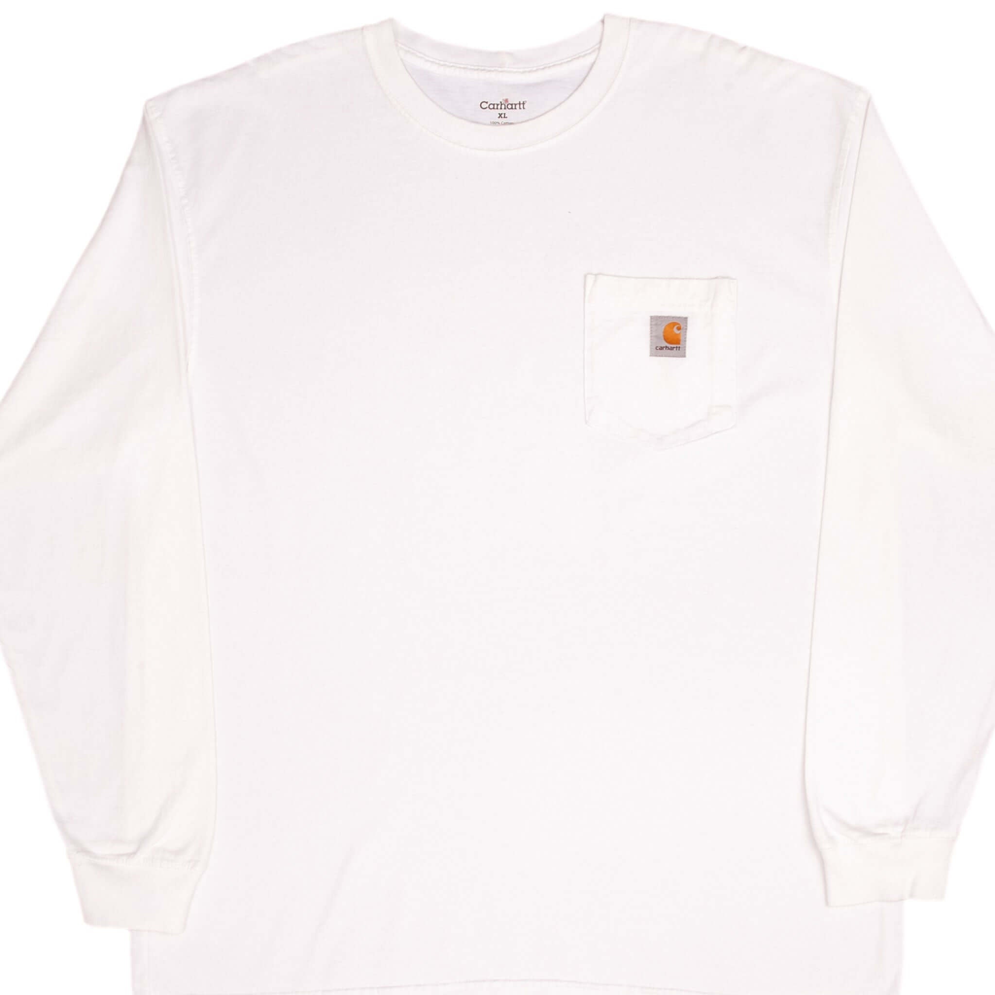 Vintage Carhartt Classic White Long Sleeve Pocket Tee Shirt 2000S Size XL