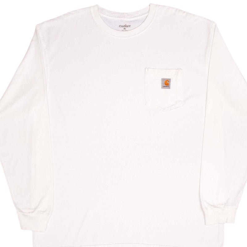 Vintage Carhartt Classic White Long Sleeve Pocket Tee Shirt 2000S Size XL