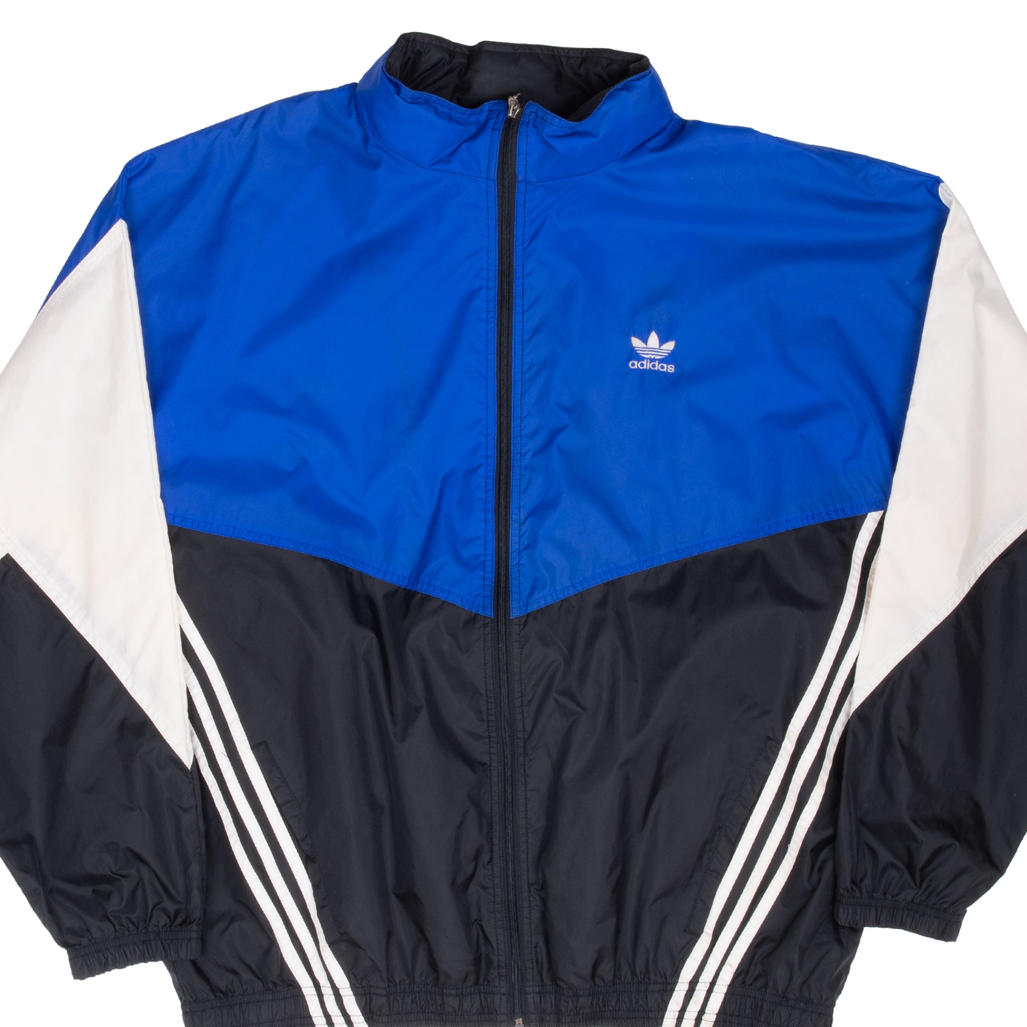 Vintage Adidas Blue White Black 1990S Windbreaker Jacket Size XL