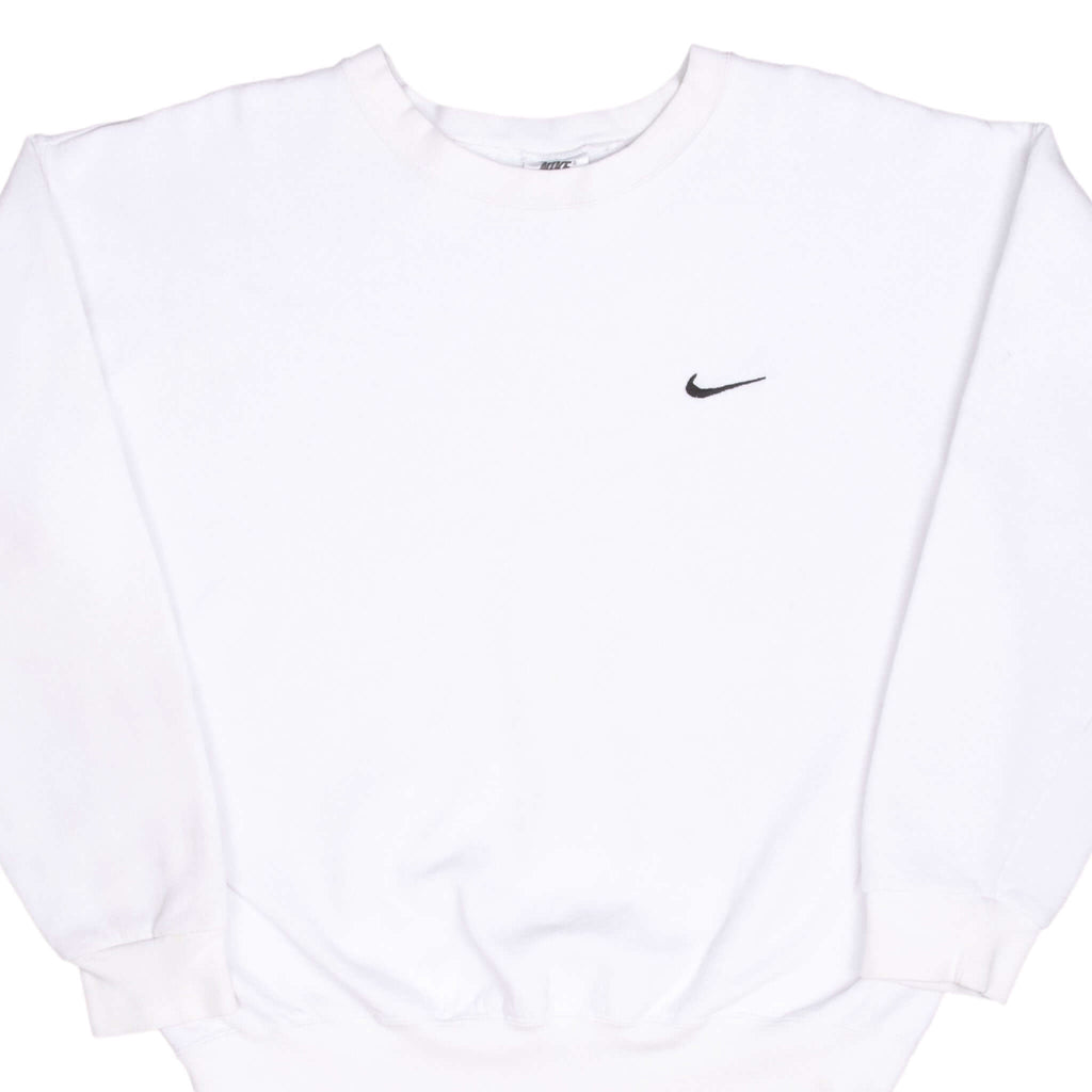 Vintage Nike Classic Swoosh White Sweatshirt 1990S Size Large