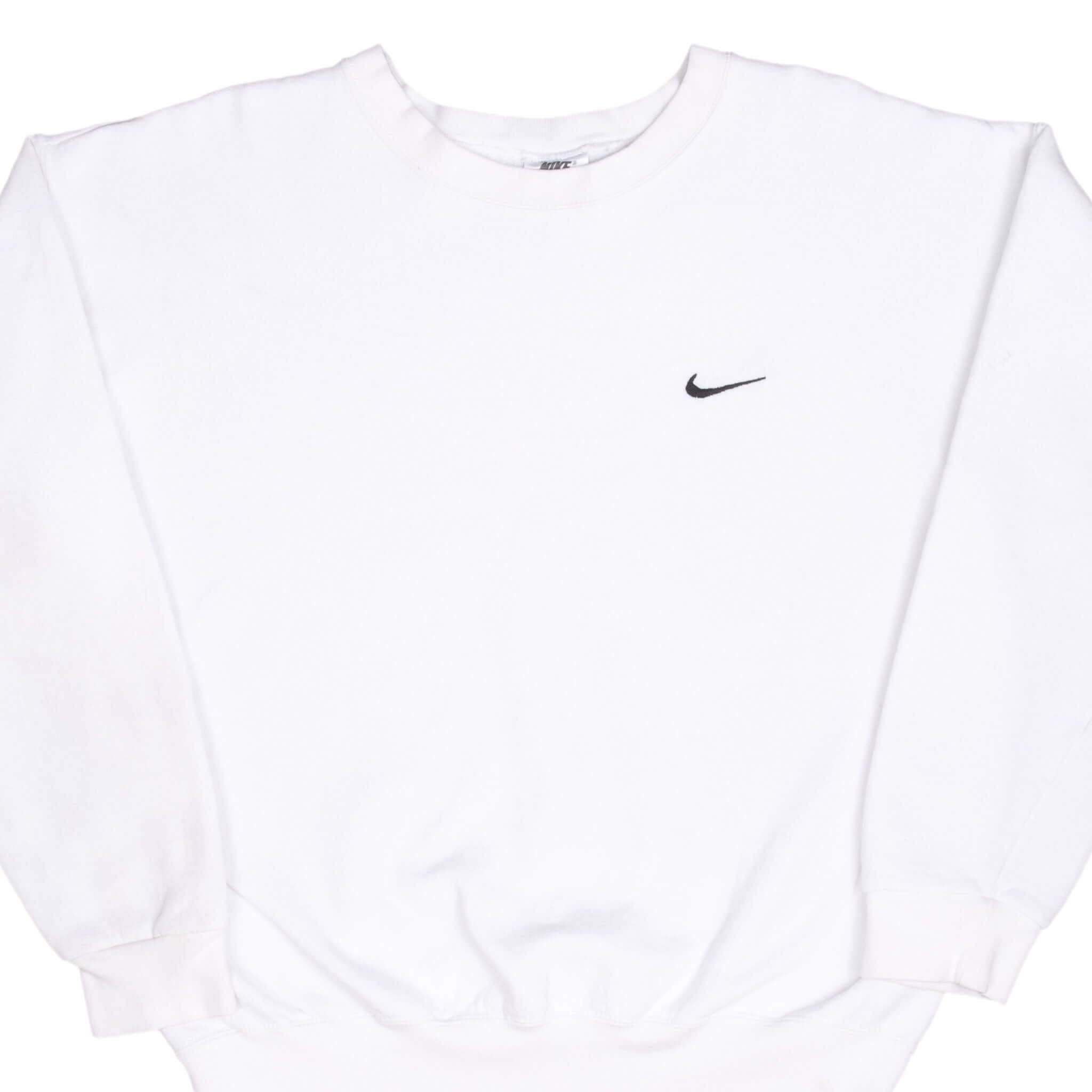 Vintage Nike Classic Swoosh White Sweatshirt 1990S Size Large