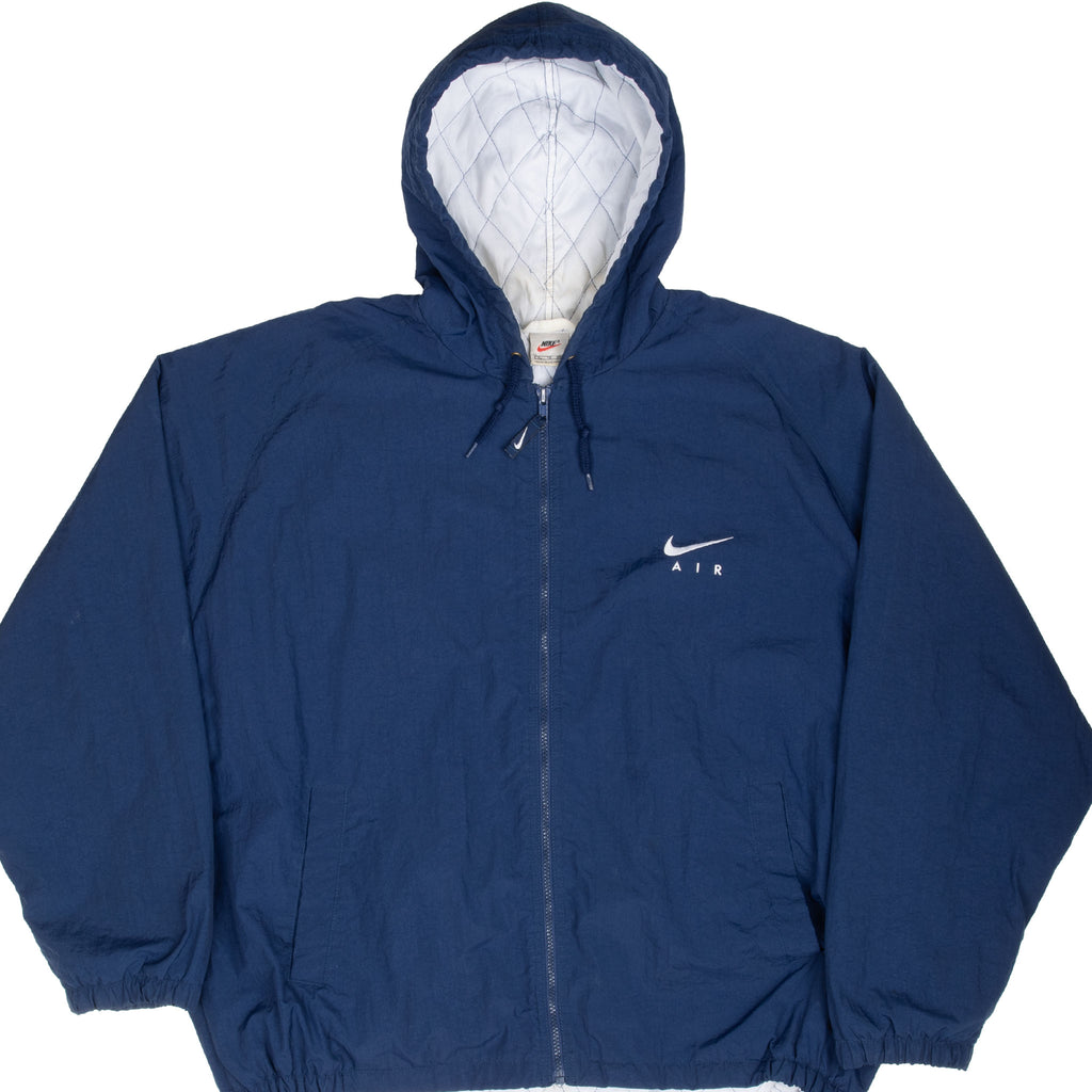 Vintage Nike Air Blue Hooded Windbreaker Jacket 1990S Size XL