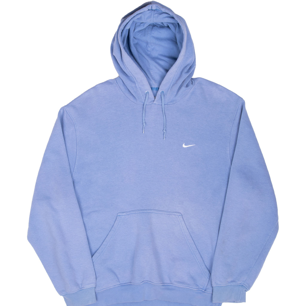 Vintage Nike Classic Swoosh Pastel Blue Hoodie Sweatshirt 2000S Size Large