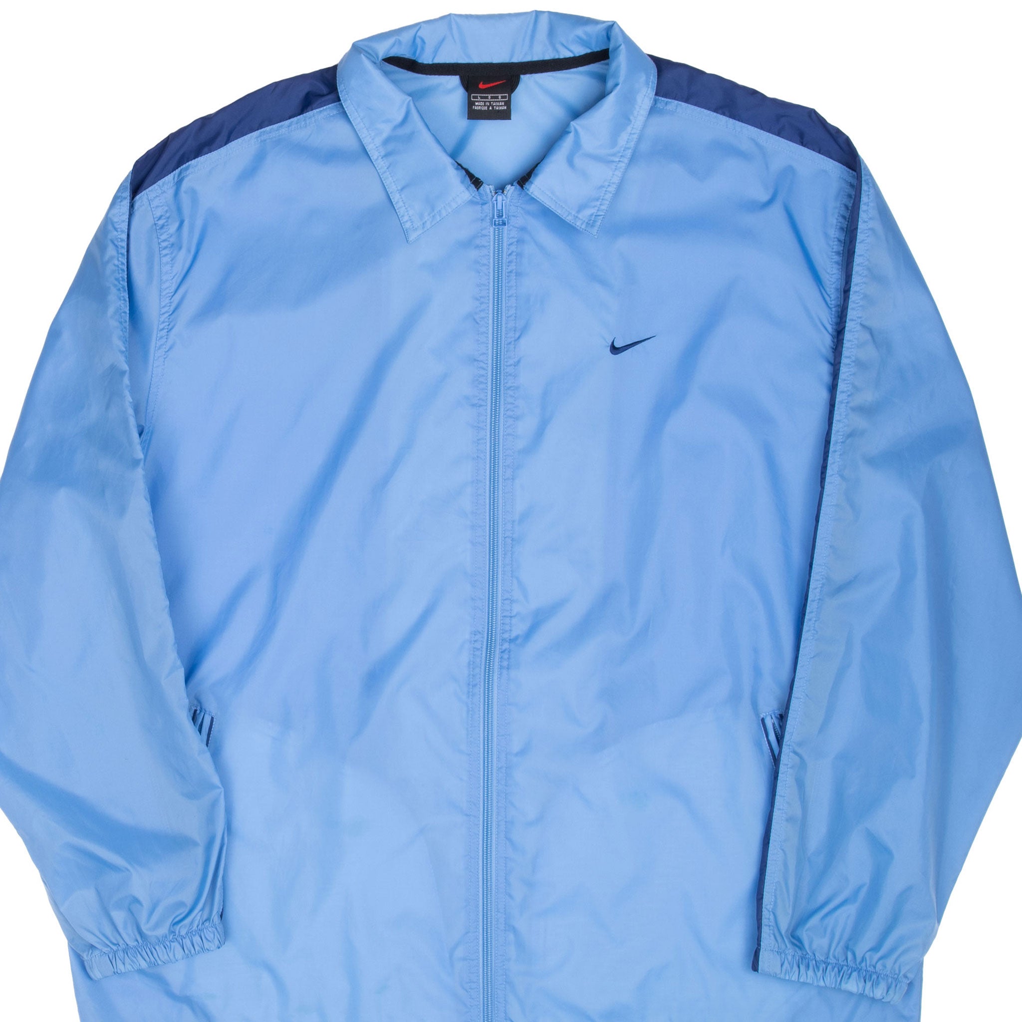 VINTAGE NIKE CLASSIC SWOOSH BLUE WINDBREAKER JACKET 1990S LARGE