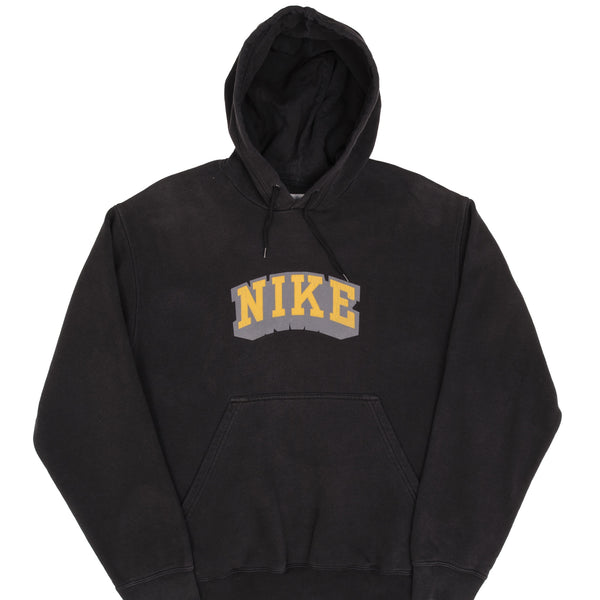 Vintage Nike Spellout Swoosh Black Hoodie Sweatshirt 2000S Size Medium