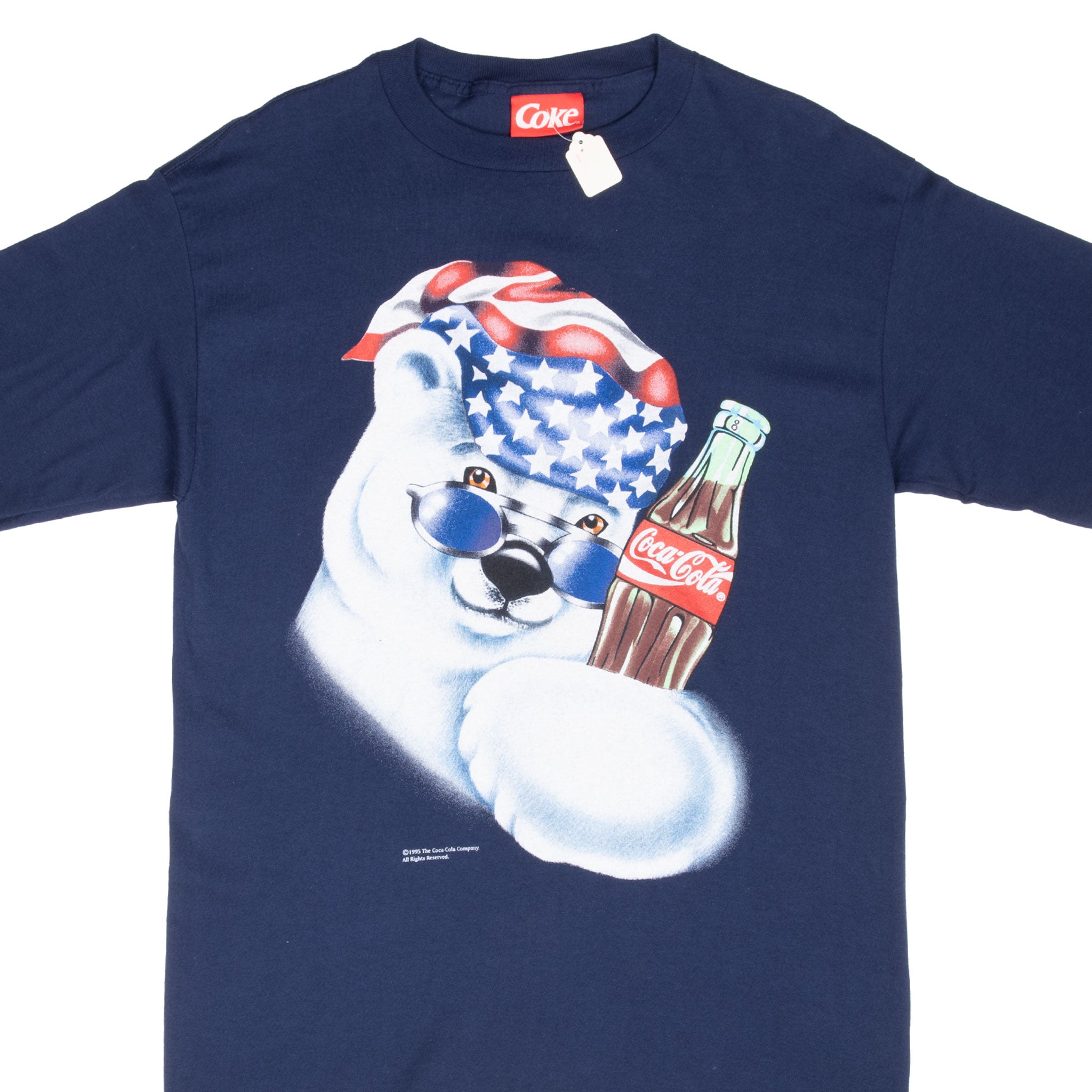Vintage Coca Cola Polar Bear Tee Shirt 1995 Size Medium Made In USA With Single Stitch Sleeves Deatstock