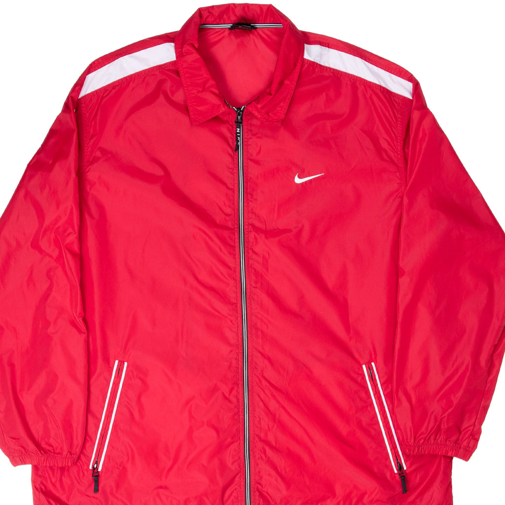 VINTAGE NIKE CLASSIC SWOOSH RED 1990S WINDBREAKER JACKET SIZE 2XL