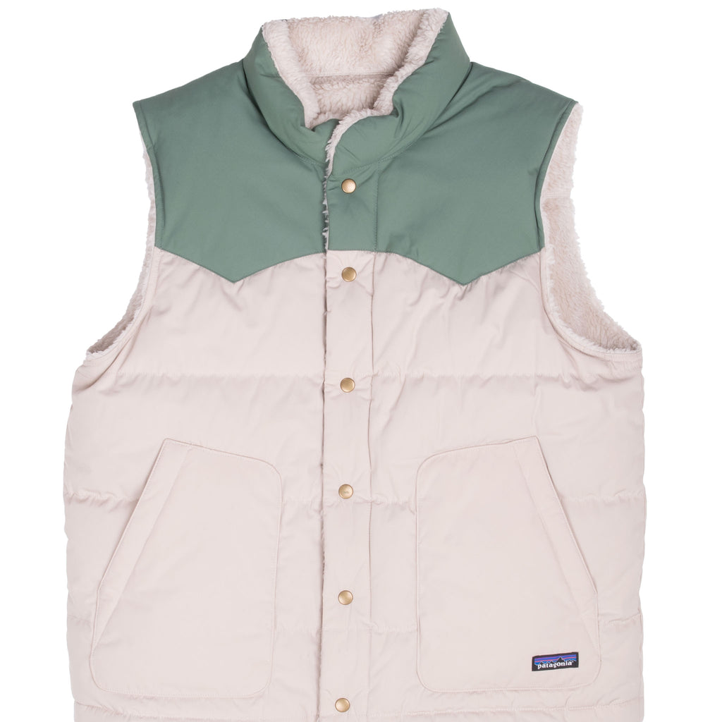 Vintage Patagonia Reversible Bivy Down Vest Green And Beige Jacket Size XL