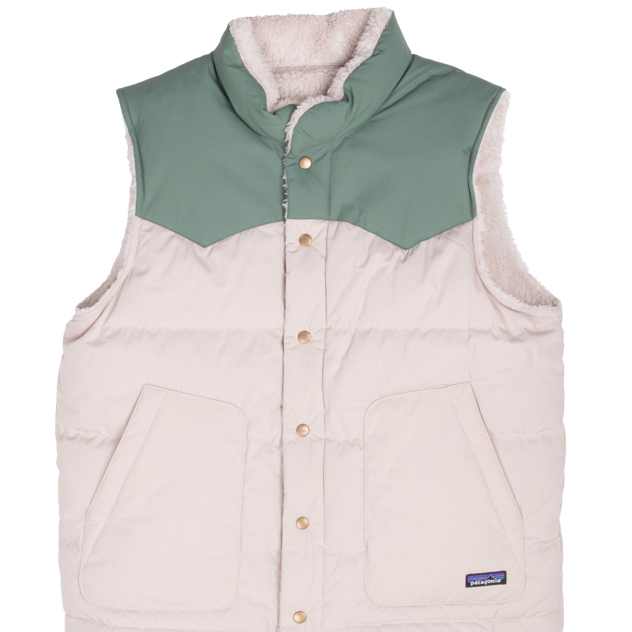 Vintage Patagonia Reversible Bivy Down Vest Green And Beige Jacket Size XL