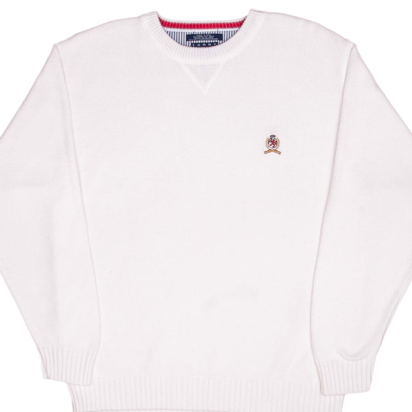 Vintage Tommy Hilfiger 1990S White Knit Sweatshirt Size Large