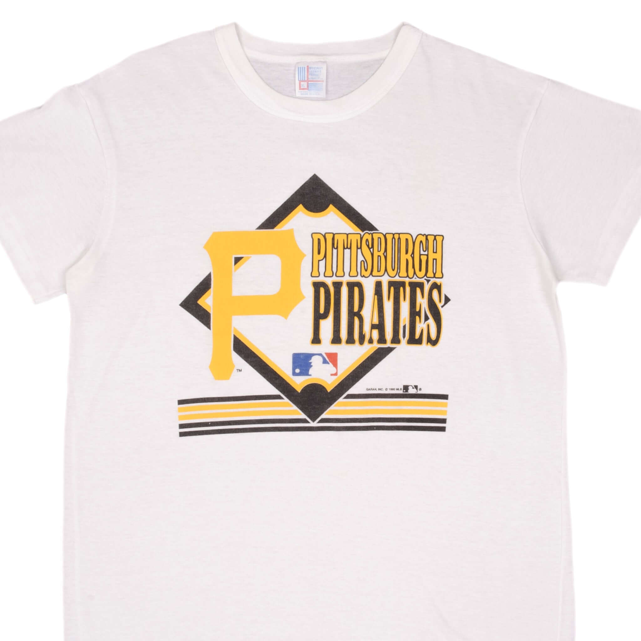 Vintage Mlb Pittsburgh Pirates 1990 Tee Shirt Size Large Made In Usa With Single Stitch Sleeves