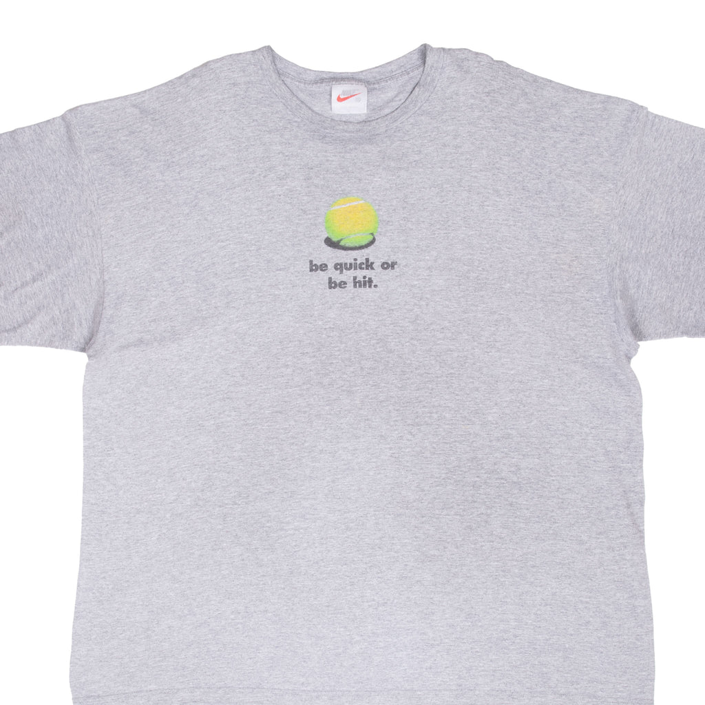 Vintage Nike Tennis Be Quick Or Be Hit Tee Shirt 1990S Size 2XL Made In Usa