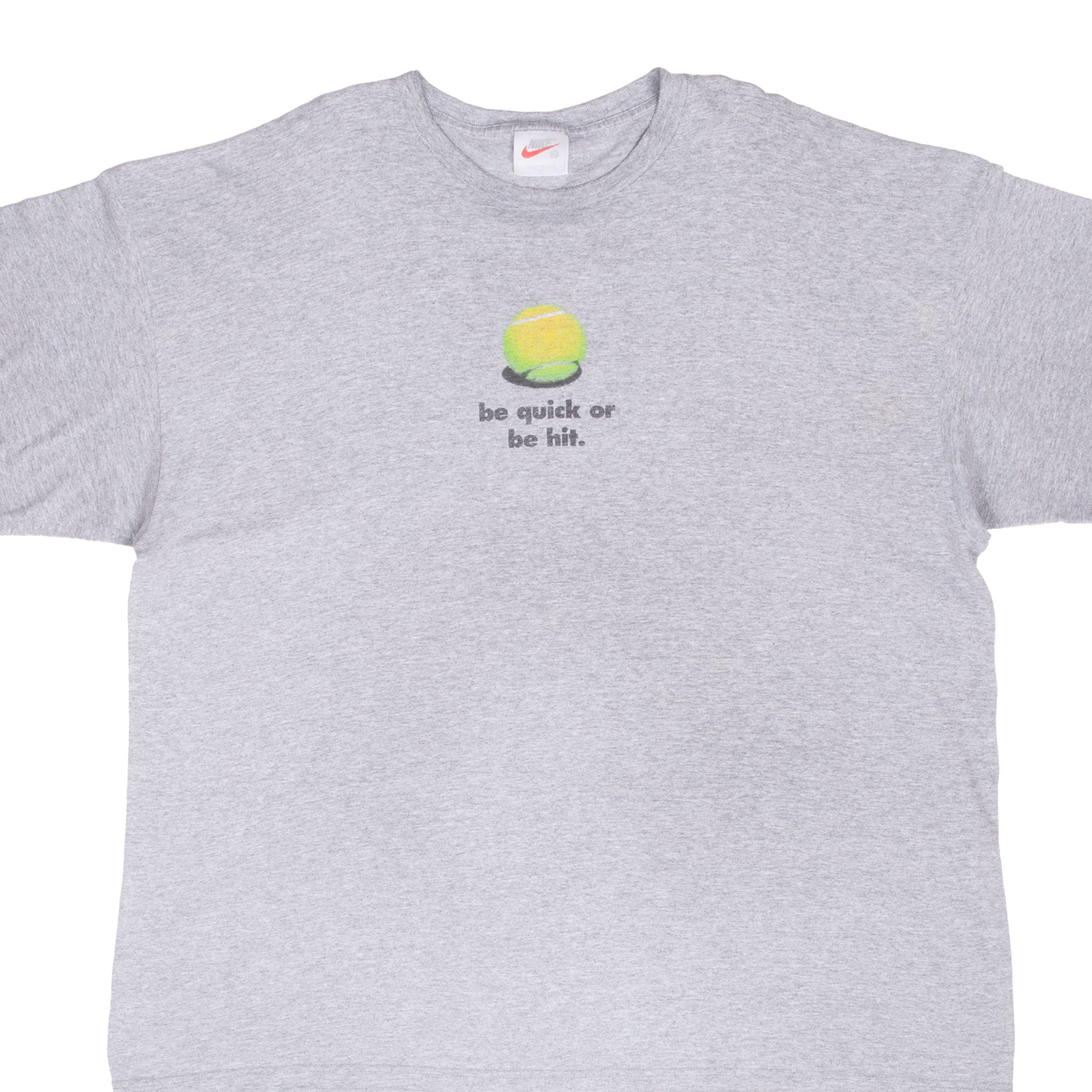 Vintage Nike Tennis Be Quick Or Be Hit Tee Shirt 1990S Size 2XL Made In Usa