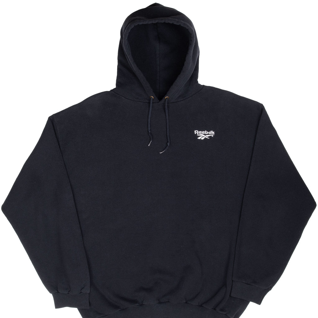 Vintage Reebok Black Hoodie Sweatshirt 1990S Size XL Made In USA