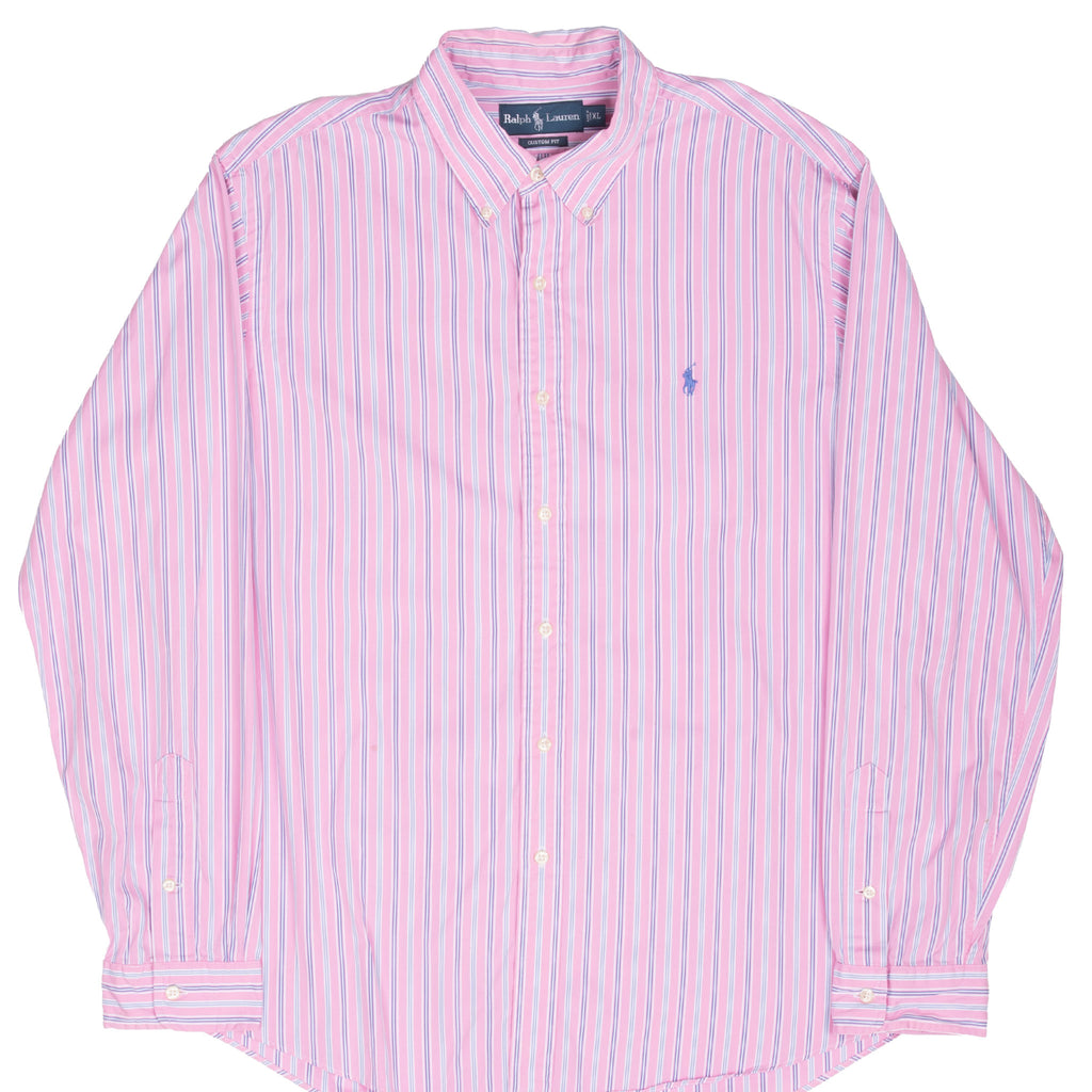 Vintage Ralph Lauren Classic Striped Pink Shirt 1990S Size XL