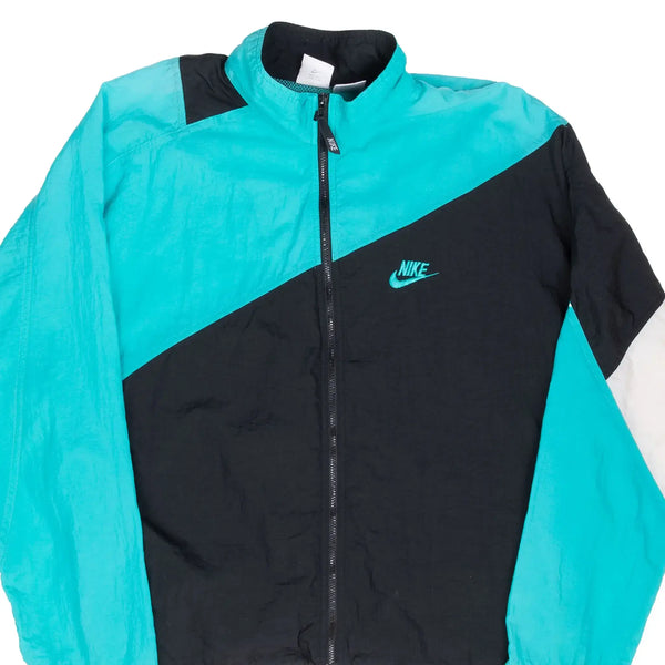 Vintage Nike Turquoise Blue Black Windbreaker Jacket Late 1980S Size Large