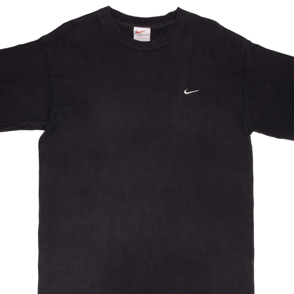 Vintage Nike Classic Swoosh Black Tee Shirt Size 1990s Size Large Made In USA