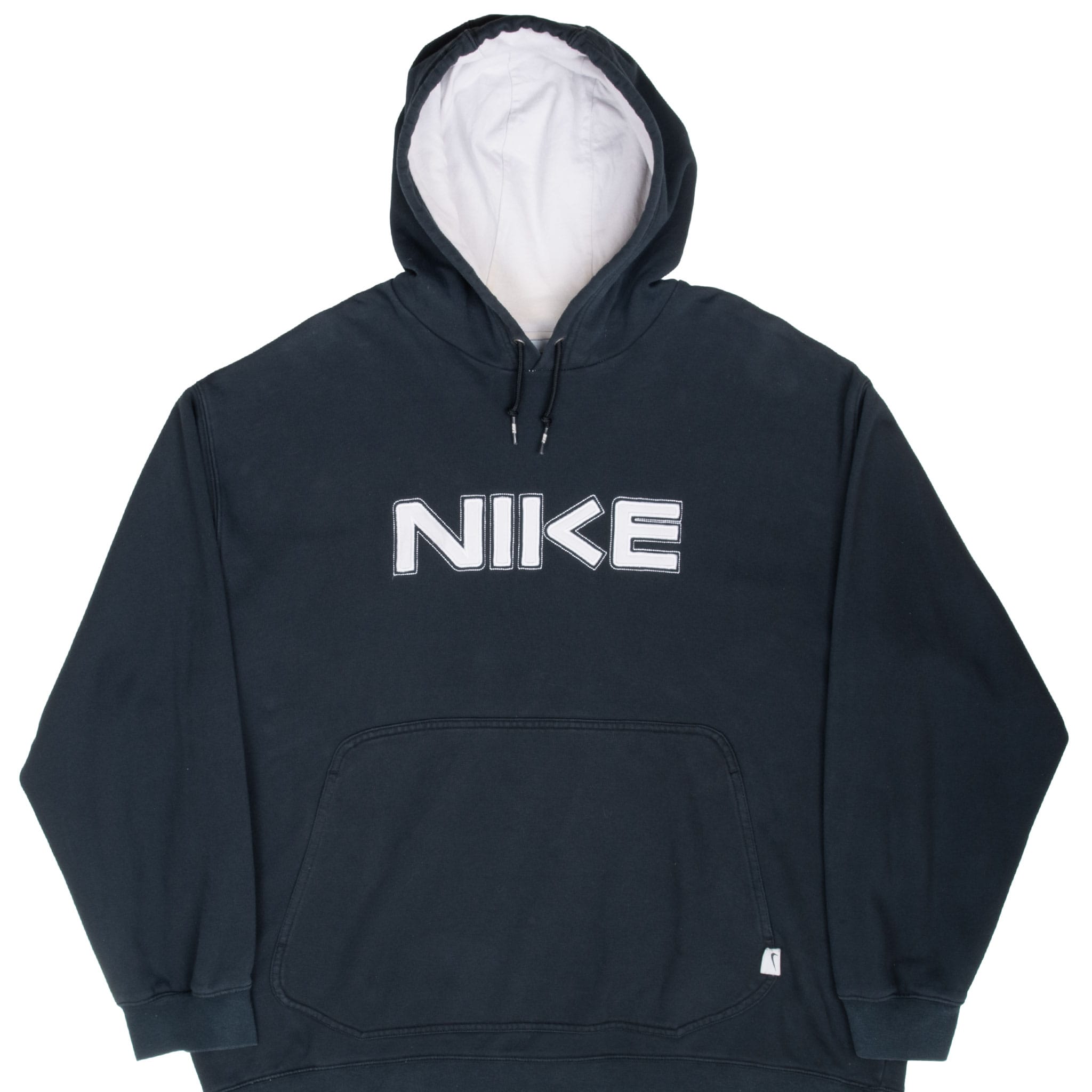 VINTAGE NIKE SPELLOUT BLACK HOODIE SWEATSHIRT 2000S 2XL