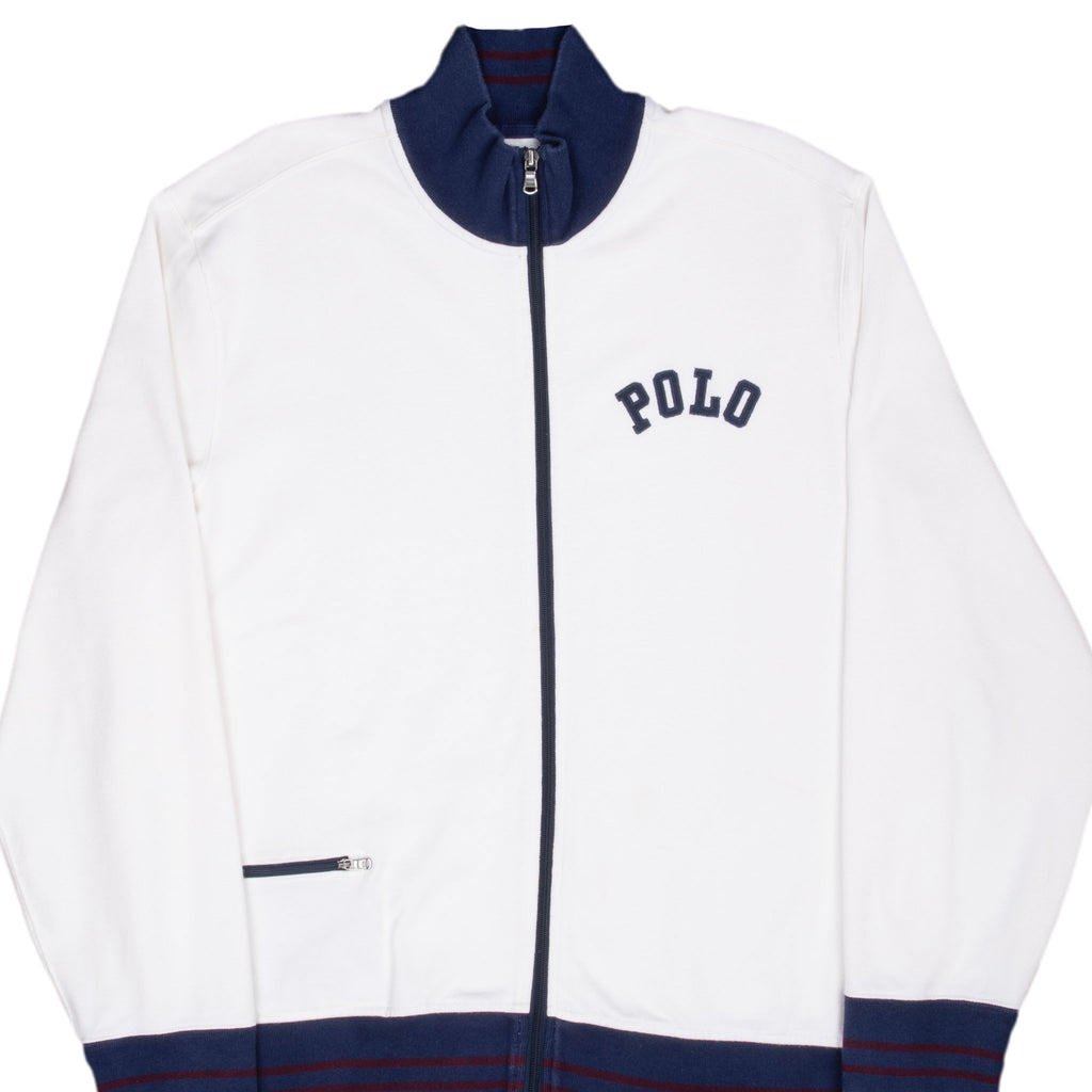 Vintage Polo Ralph Lauren White Full Zip Sweatshirt 1990S Size XL