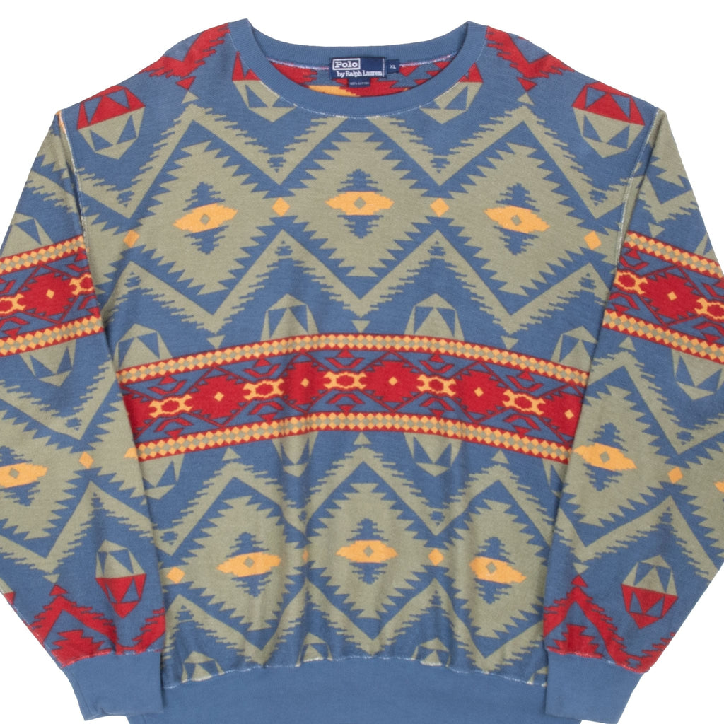 Vintage Ralph Lauren Navajo Aztec Monogram Crewneck Sweatshirt 1990S Size Xl