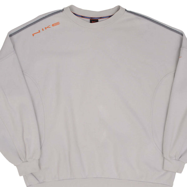Vintage Nike Swoosh Embroidered Gray Sweatshirt 1990S Size 2XL