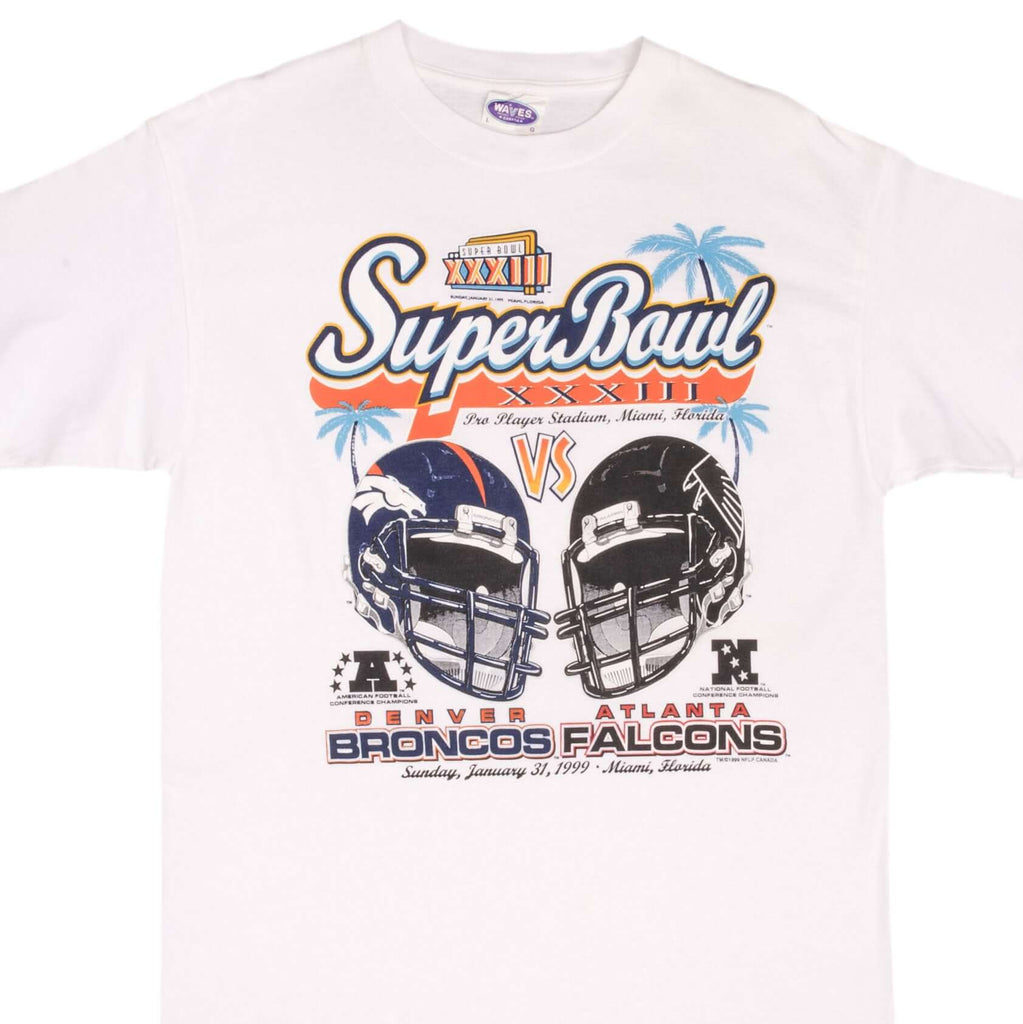 Vintage NFL Atlanta Falcons VS Denver Broncos Super Bowl XXXIII 1999 Tee Shirt Size Large