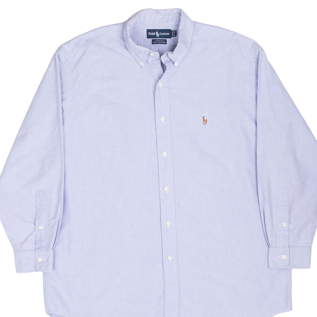 Vintage Ralph Lauren Blue Striped Shirt 1990S Size Large 16 1/2 X 32