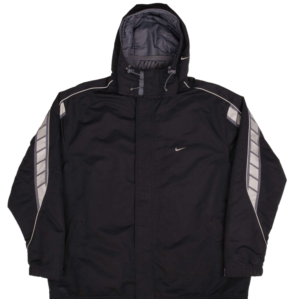 VINTAGE NIKE BLACK HEAVYWEIGHT HOODED WINDBREAKER JACKET 2000S