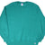 Front of teal Russell Athletic crewneck sweatshirt with ribbed cuffs and hem