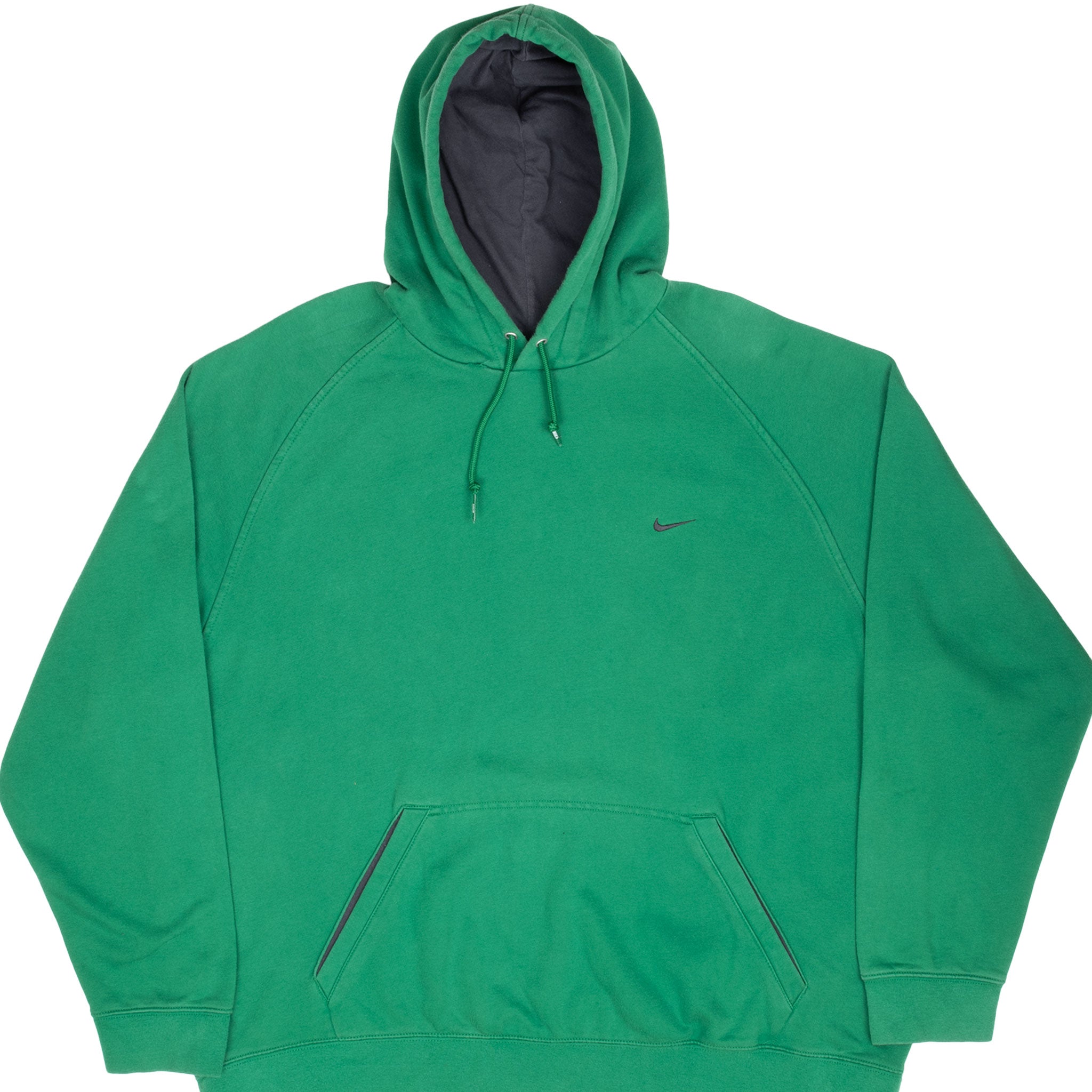 Vintage Nike Classic Swoosh Green Hoodie Sweatshirt 2000S Size 2Xl