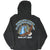 Back of black Harley-Davidson zip hoodie with Sauk-Prairie Wisconsin eagle and river graphic